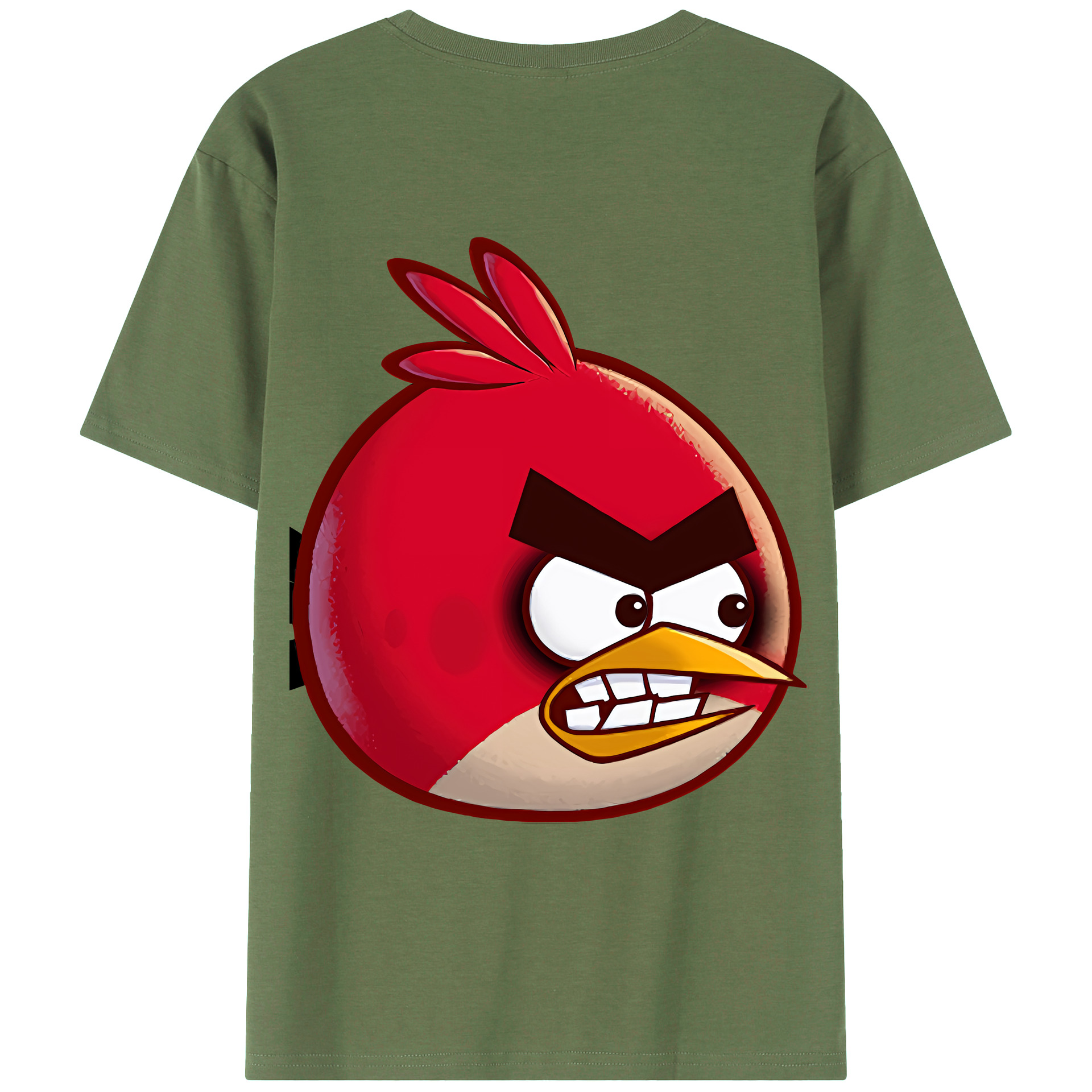 （画像用） Angry Birds アングリーバード 綿100％ メンズ半袖Tシャツ（バックプリント） 通気性